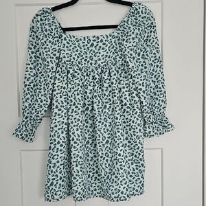 Janie and Jack Mint and Teal Leopard Print Dress